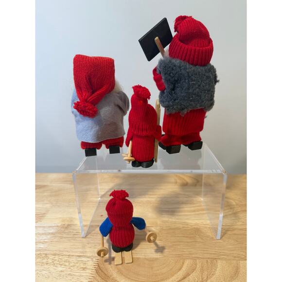 4 Ljungstroms Of Sweden Tomte Wooden Figure Winter Activities Ski Shovel Hike - Picture 4 of 13